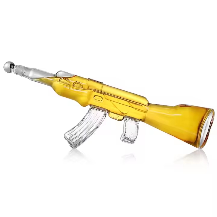 800ml Brandy Vodka Glass Wine Decanter Set Whisky Tequila Clear Ak47 Gun Shaped Liquor Bottle for Sale Men Dad Brother Husband Gift