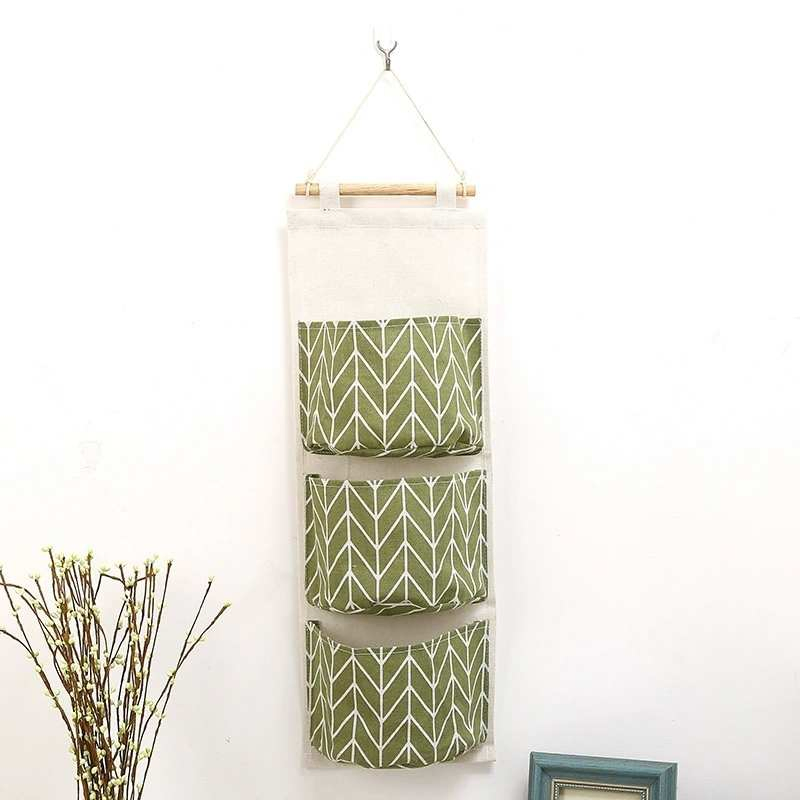 Cotton and Linen Waterproof Hanging Multi-Layer Hanging Pocket Storage Bag