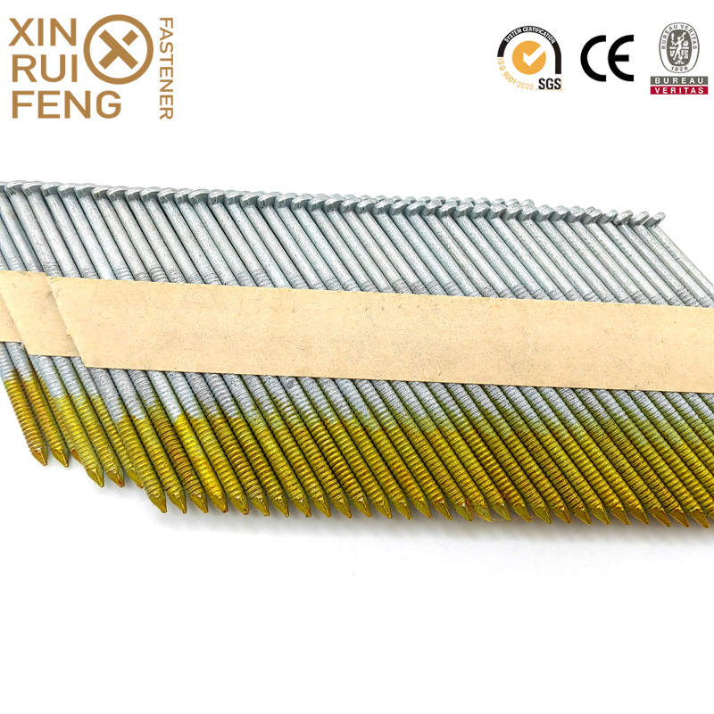 Xinruifeng China Round Head 1/4-Inch X 131 X 33 Frame Nail 90mm Galvanized Smooth Shank Paper Tape Collated Framing Nails