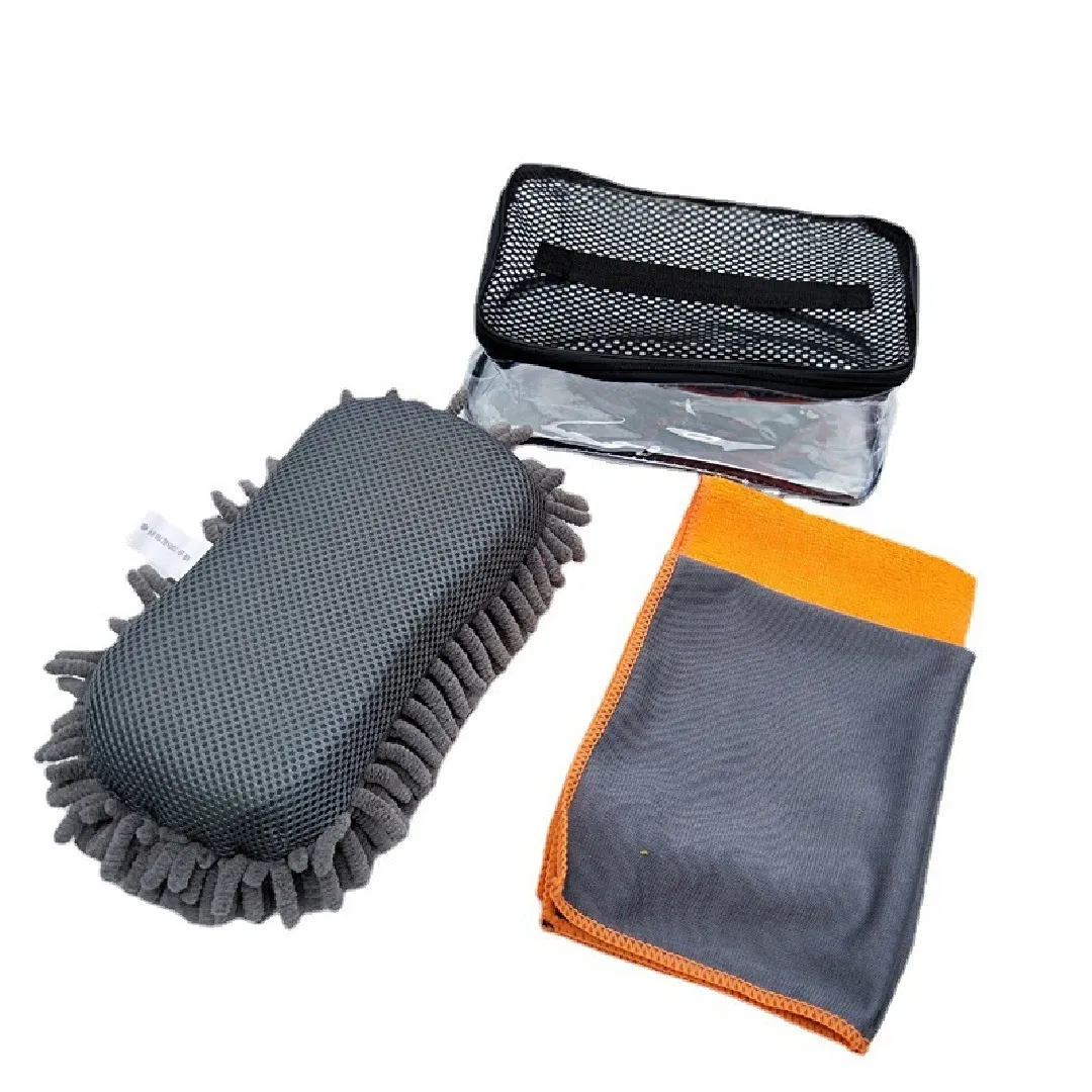 Microfiber Wash Car Cleaning Products Towel Sponge Wash Mitt Brush Kit