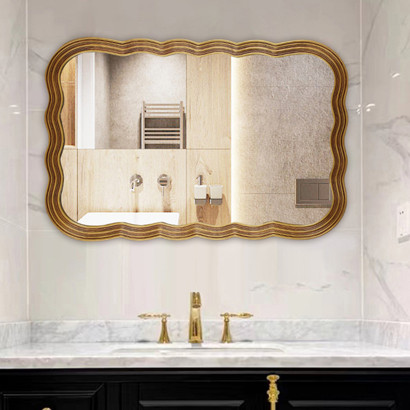 Wave Decorative Glass Mirror Luxury Washstand Wall-Mounted Bathroom Mirror