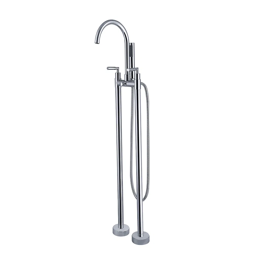Bathroom Thermostatic Floor Standing Chrome Bath Faucet