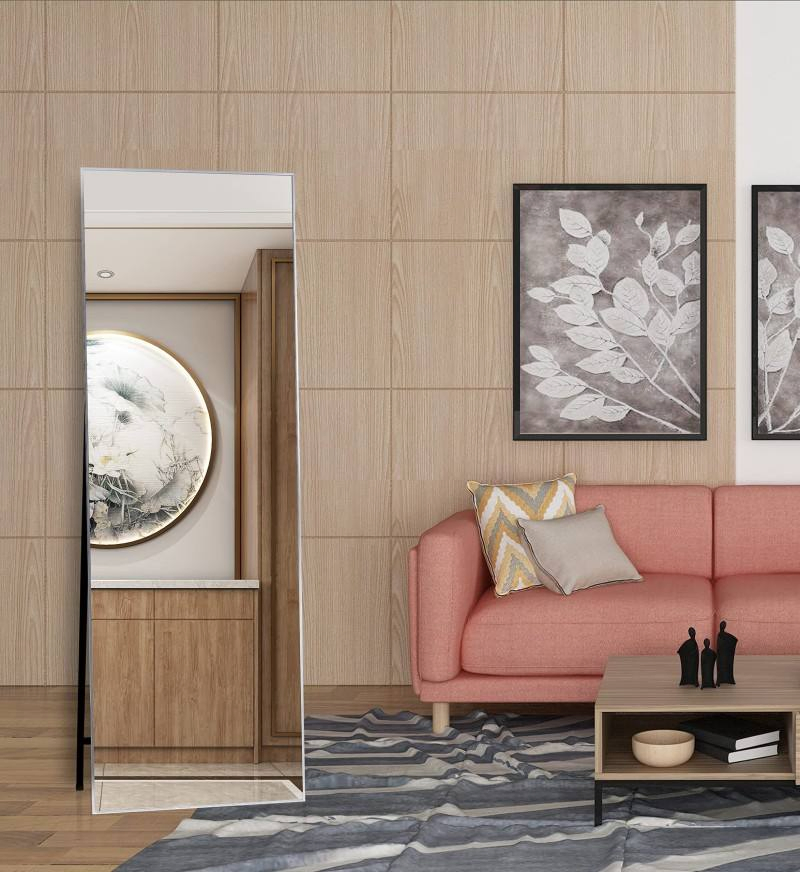 Contemporary Standing Mirror with Sturdy Metal Frame - Tiltable Wall Mounted or Floor Mirror for Home Decor & Dressing Room