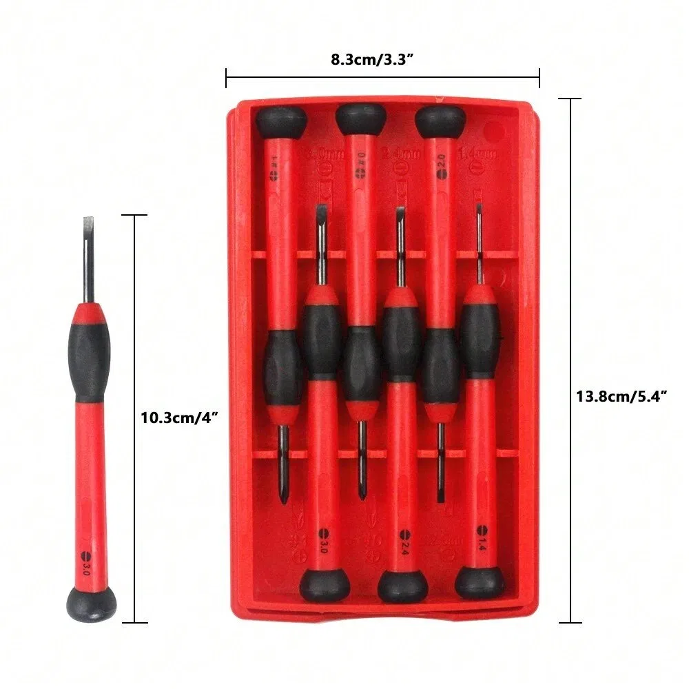 Mini Repair Screwdriver Kit with 6 Different Size Flathead and Philips Screwdrivers, Perfect for Eyeglass, Watch, Jewelers