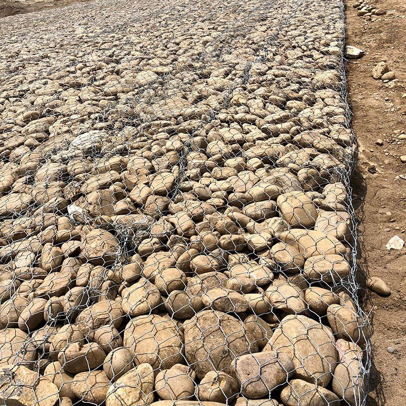 PVC Coated Stone Gabion Cage Hot Galvanized 2X1X1m Twisted Hexagonal Gabion Wire Mesh Hole Shaped Stone Box Retaining Wall for River Protection Flood Control
