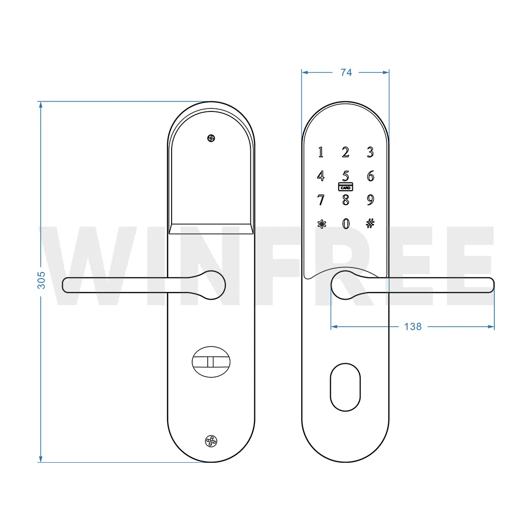 Security Apartment Home Aluminum Alloy Door Handle Lock Electronic Hotel Door Lock