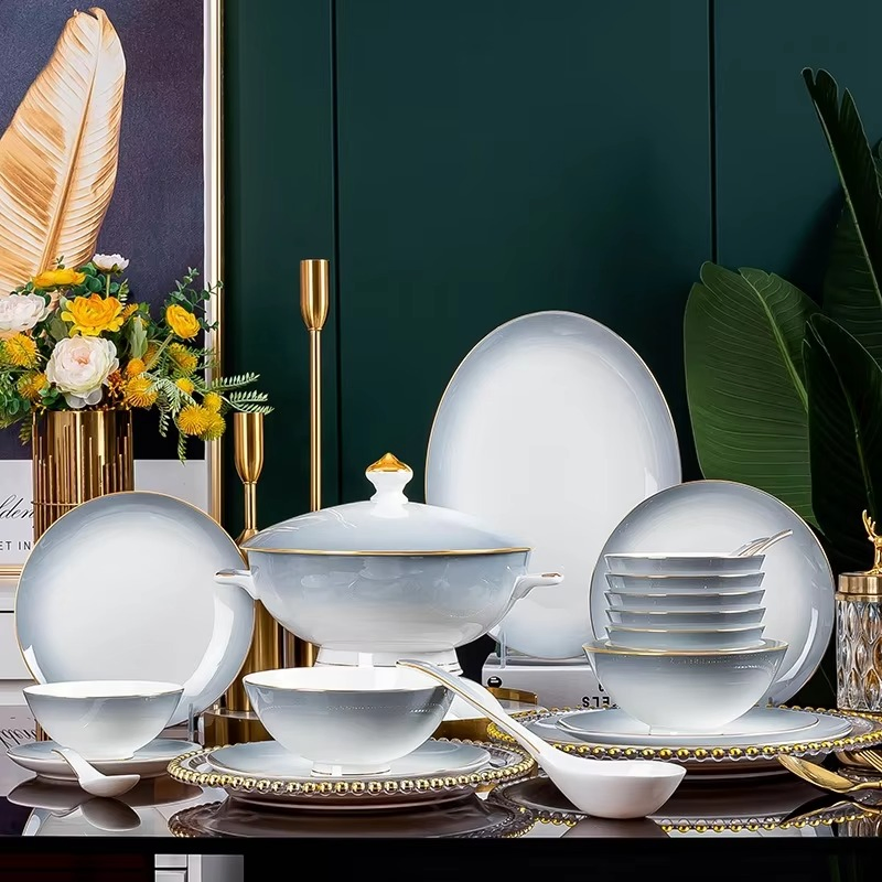 Bowls and Dishes Tableware Set Phnom Penh Porcelain Bowl Nordic Household Plate
