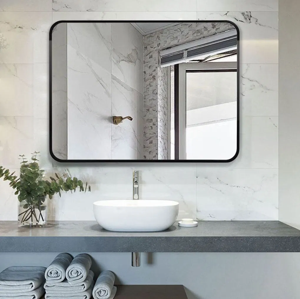 3mm/4mm/5mm/6mm Customized OEM ODM Aluminum Steel Metal Frame Hotel Modern Furniture Wall Bathroom Simple Makeup Vanity Mirror