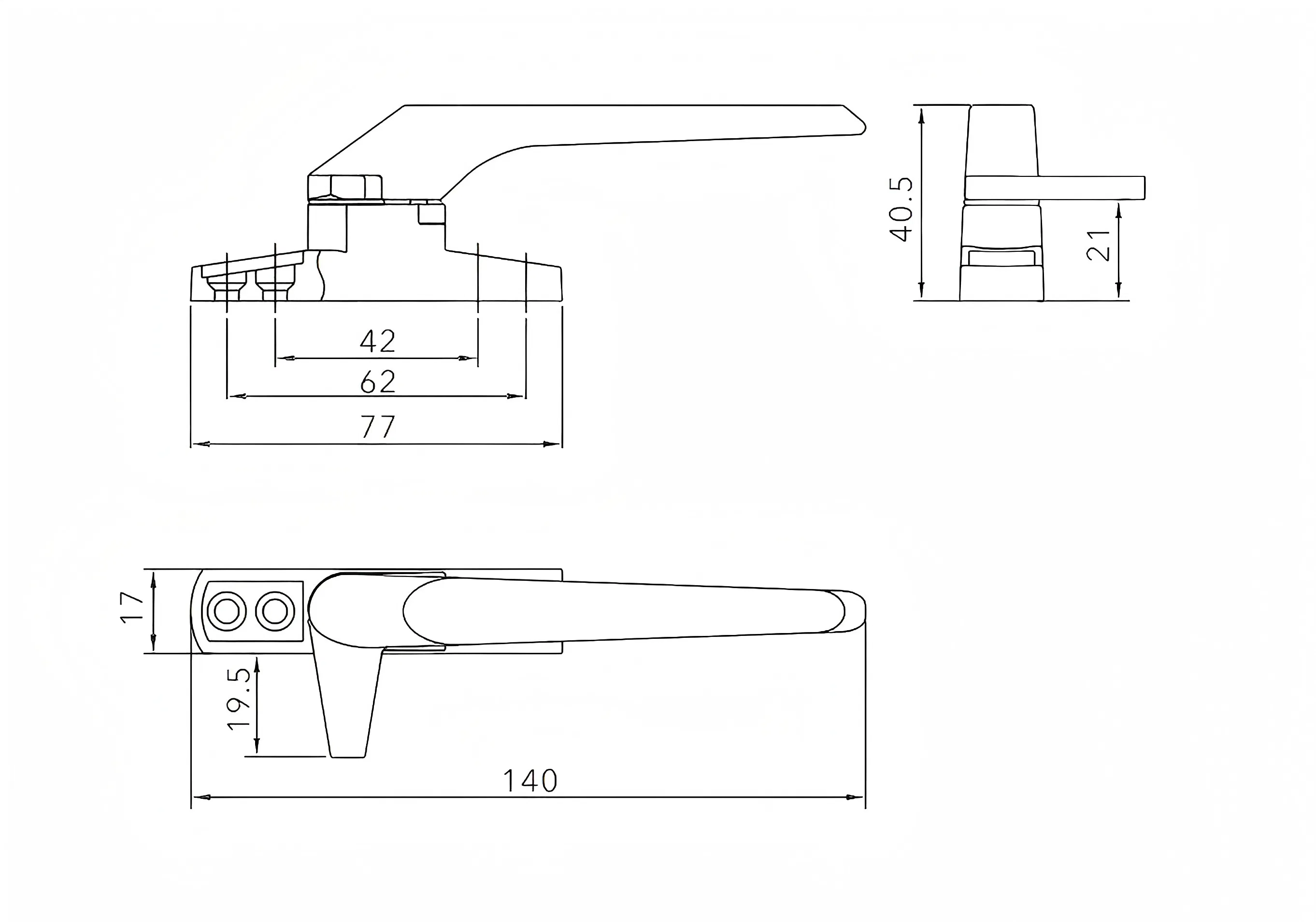 Single DOT/Point Handle for PVC Windows and Doors