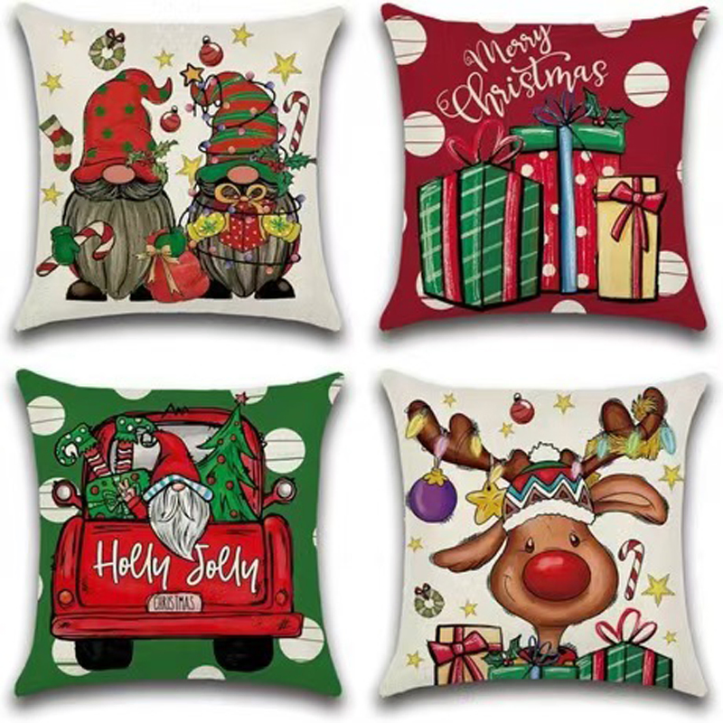 Wholesale Christmas Pillow Covers Set of 4 Snowman Deer Tree Holiday Decor