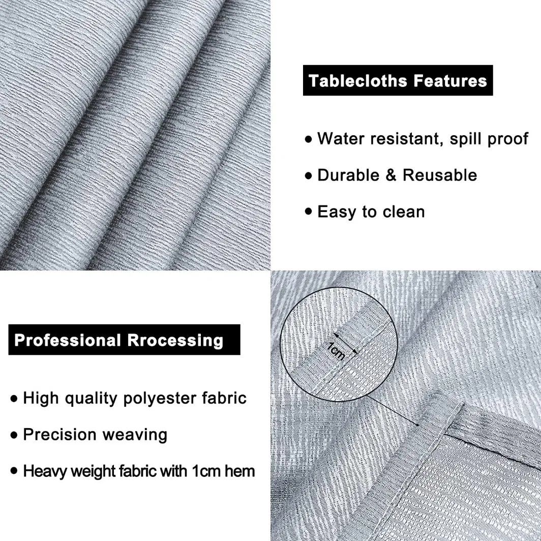 Rectangle Tablecloth Jacquard Bark Crepe Pattern Water Resistant Soft Polyester Table Cloth