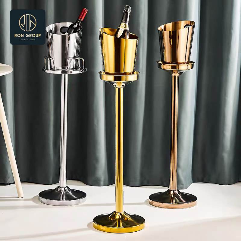 European Style Double-Handle Wholesale Stainless Steel Barware, Durable Wine Ice Bucket for Bar Hotel Catering