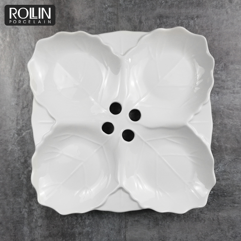 Special Shaped 4 in 1 Divided Porcelain Plate Separate Plate for Restaurant Used