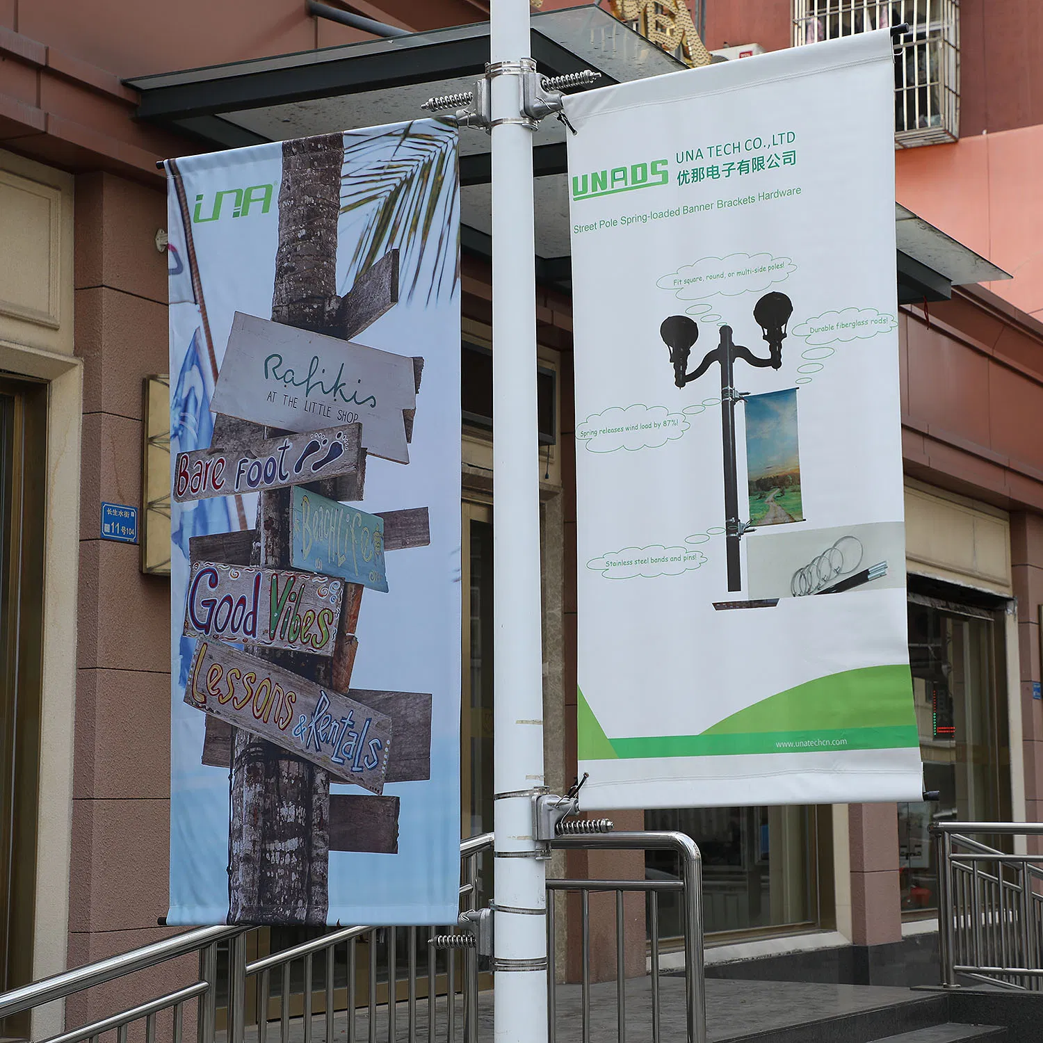 Metal Stainless Steel Street Light Pole Advertising Sign Fixture