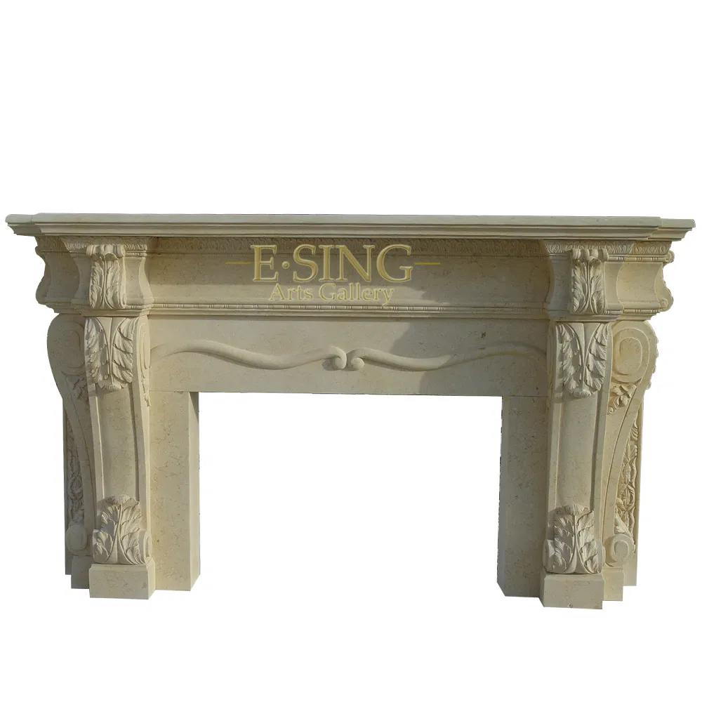 Hand Carved High Quality Luxury French Style Electric Marble Fireplace Mantel for Indoor