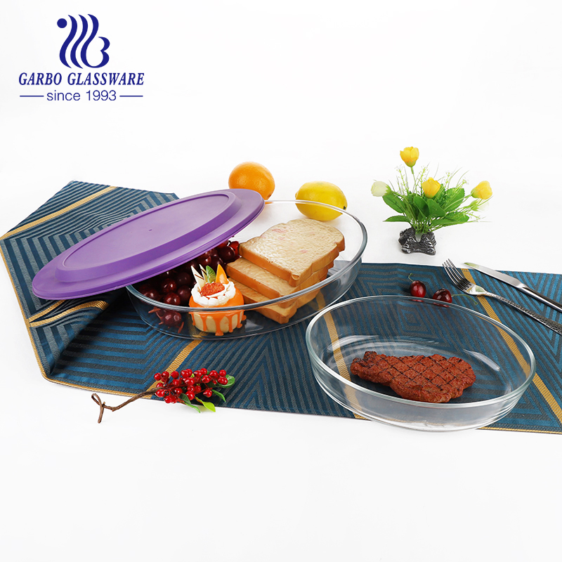 Oval Glass Heat Resistant Bake Ware Glassware Oven Baking Glass Dish Glass Baking Tray Bake Ware with PP Lid Set