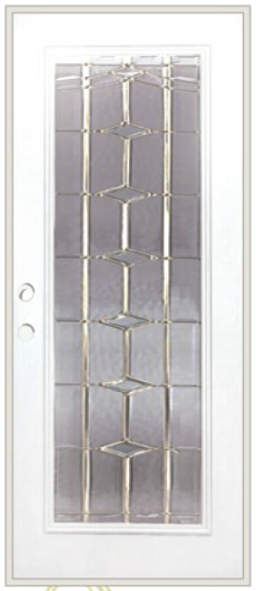 Full Lite Decorative Glass Inserted Utility Steel Door