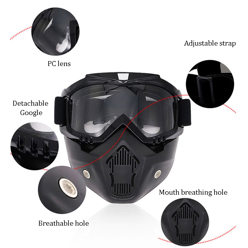Detachable Breathable Outdoor Tactical Face Mask Google for Man