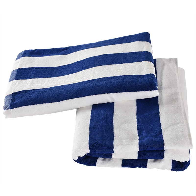 100% Cotton White/ Blue Stripe Pool Towel for Hotel Pool
