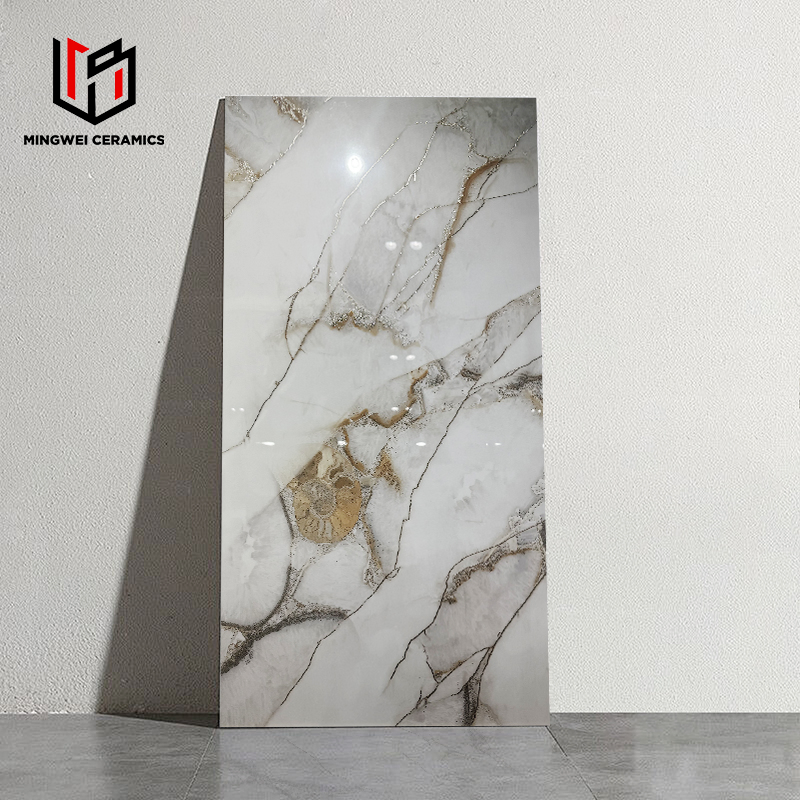 60*120cm Chines Marbl Floor White and Gold Kitchen Porcelain Countertop