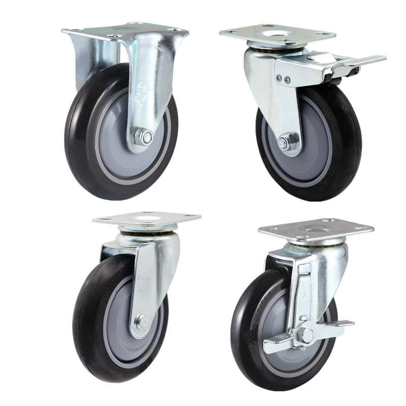 Industrial Trolley Wheel Platform Castors Wheels Light Duty 5" 4" 3" Black