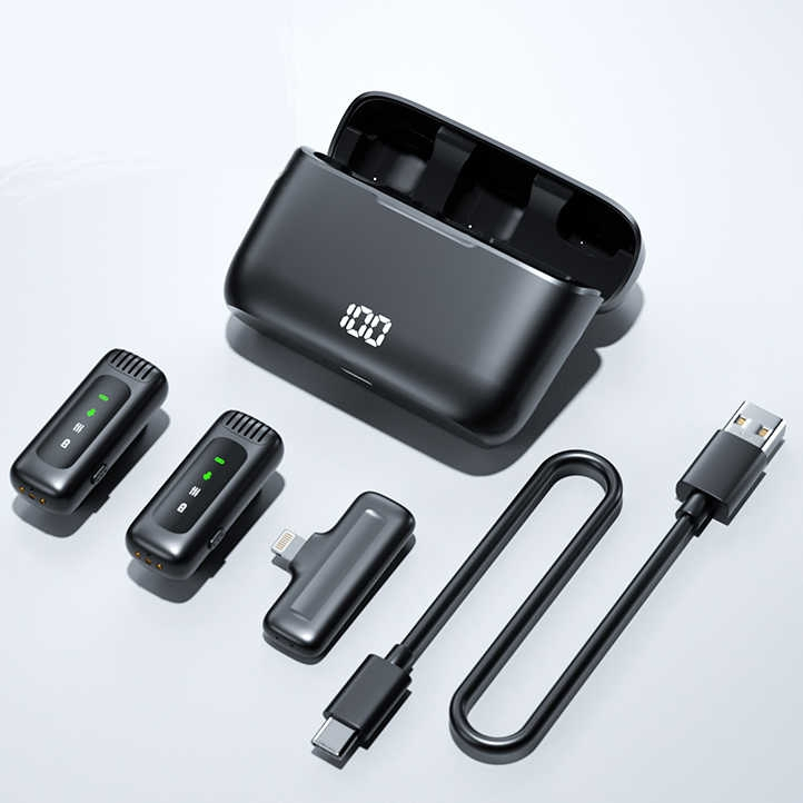 Professional Noise-Cancelling Lavalier Microphone with Smart Charging Case