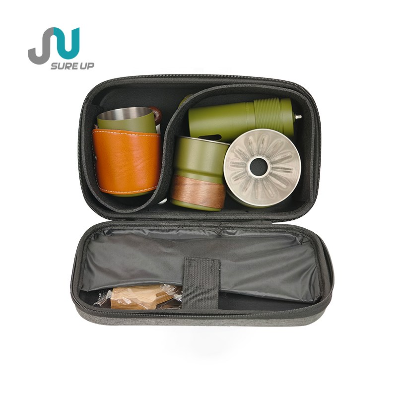 Portable Coffee Set with Gooseneck Kettle Grinder Stainless Steel Filter Cup