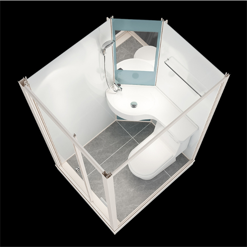 Modern Prefab Bathroom Pods: All-in-One Integrated Bathroom Units with Tempered Glass, Heavy Aluminum Frame, Waterproof Function, and Odor Prevention