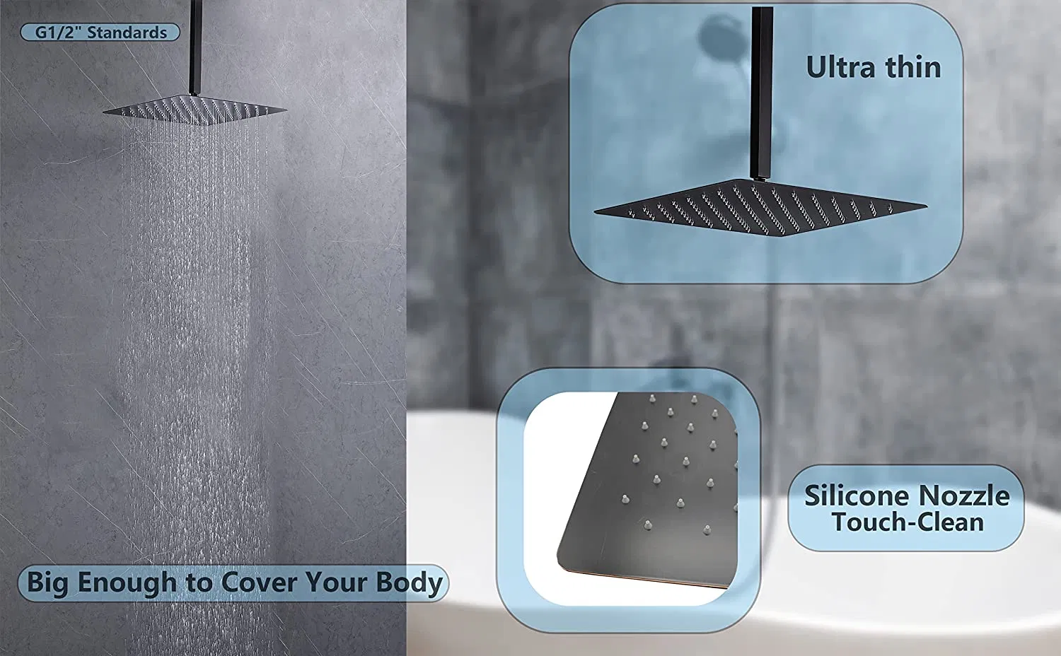 Rain Shower System with Wall Full Body Jets 16 Inch Oil Rubbed Bronze Ceiling Mount Shower System Set with Rainfall Overhead Shower Handheld Shower 3 Function