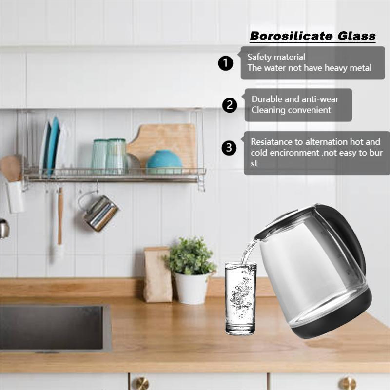 1800W Water Heater Glass Electric Kettle with LED Light Electric Kettles Jug Cheap Price Glass Kettle