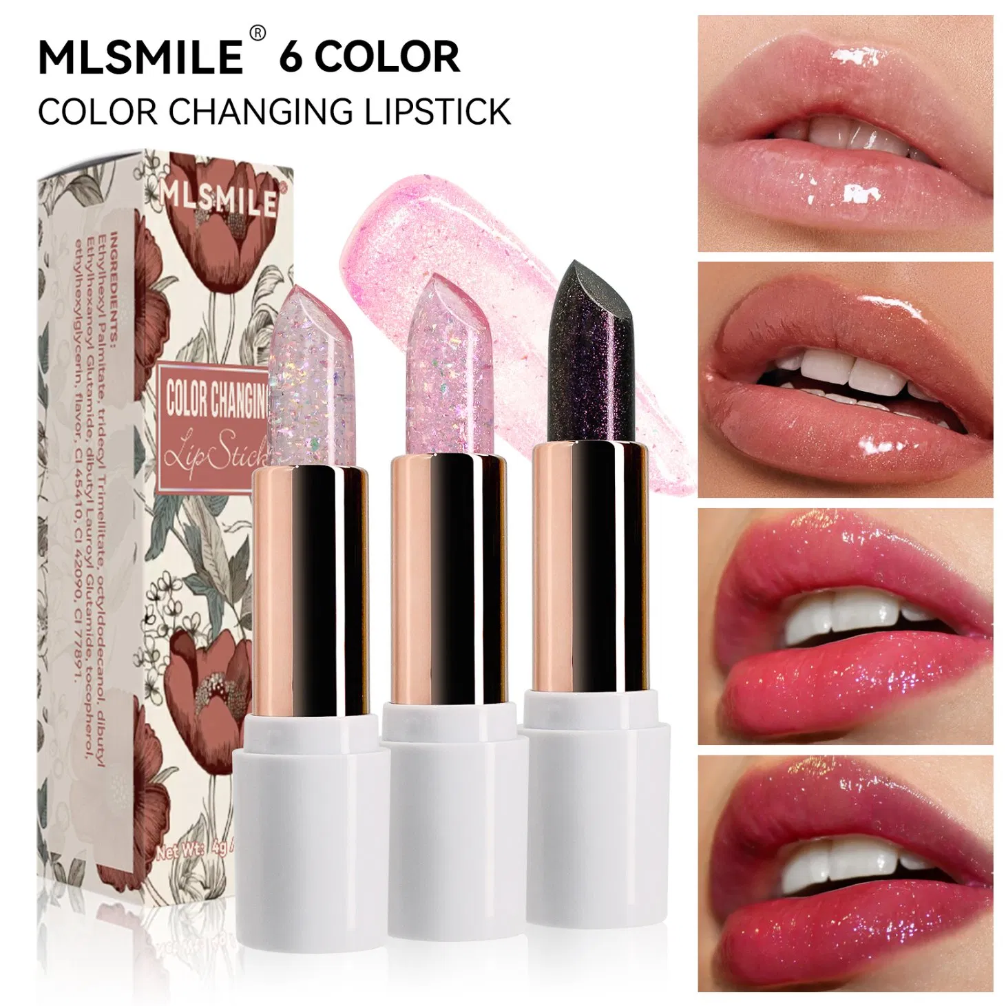 Lip Balm Stick Temperature Change Color Honey Moisturizing Lipstick Nourishing Moisturizing Flower Color Changing Lipstick