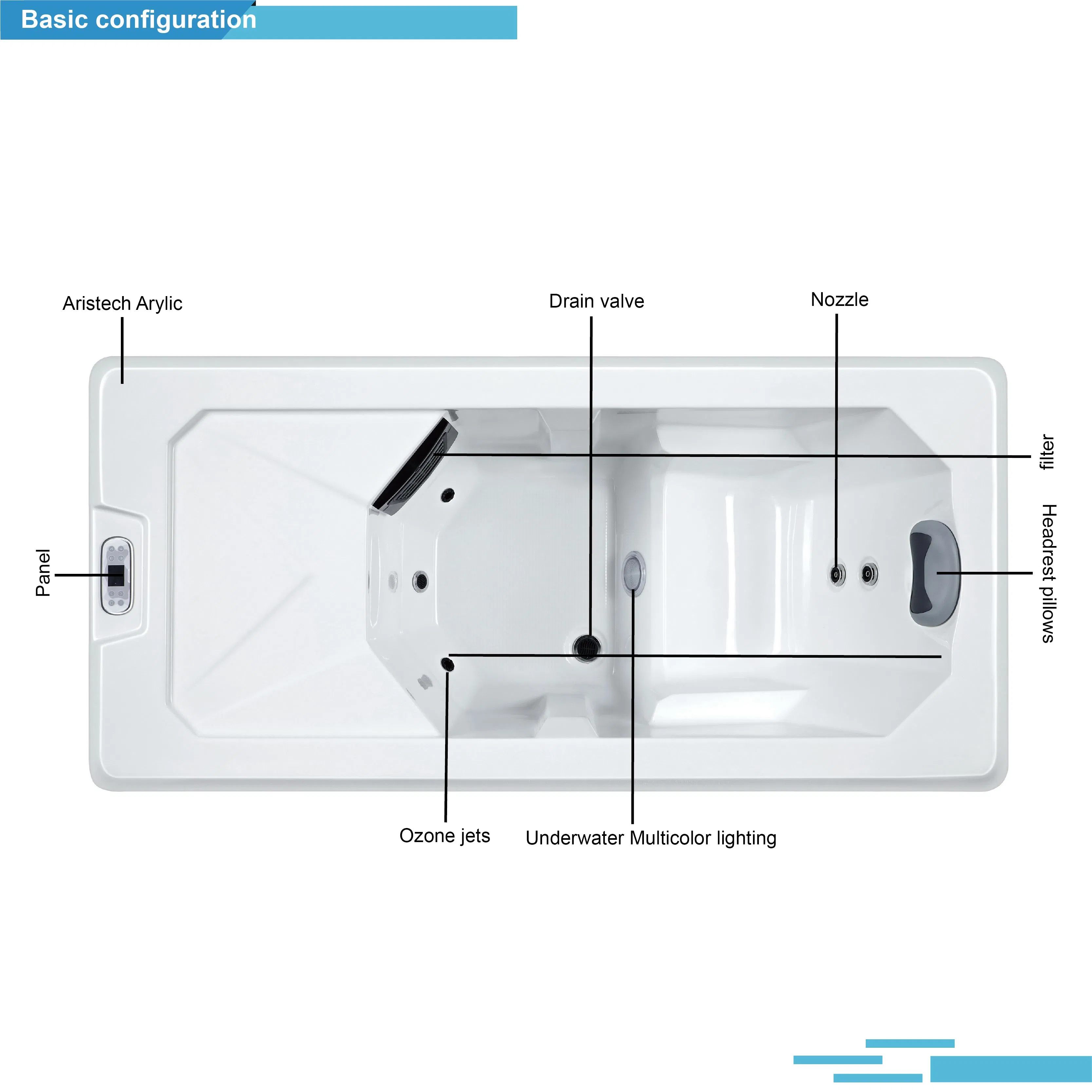 Акриловая ледяная ванна Sunrans с чиллером и фильтром