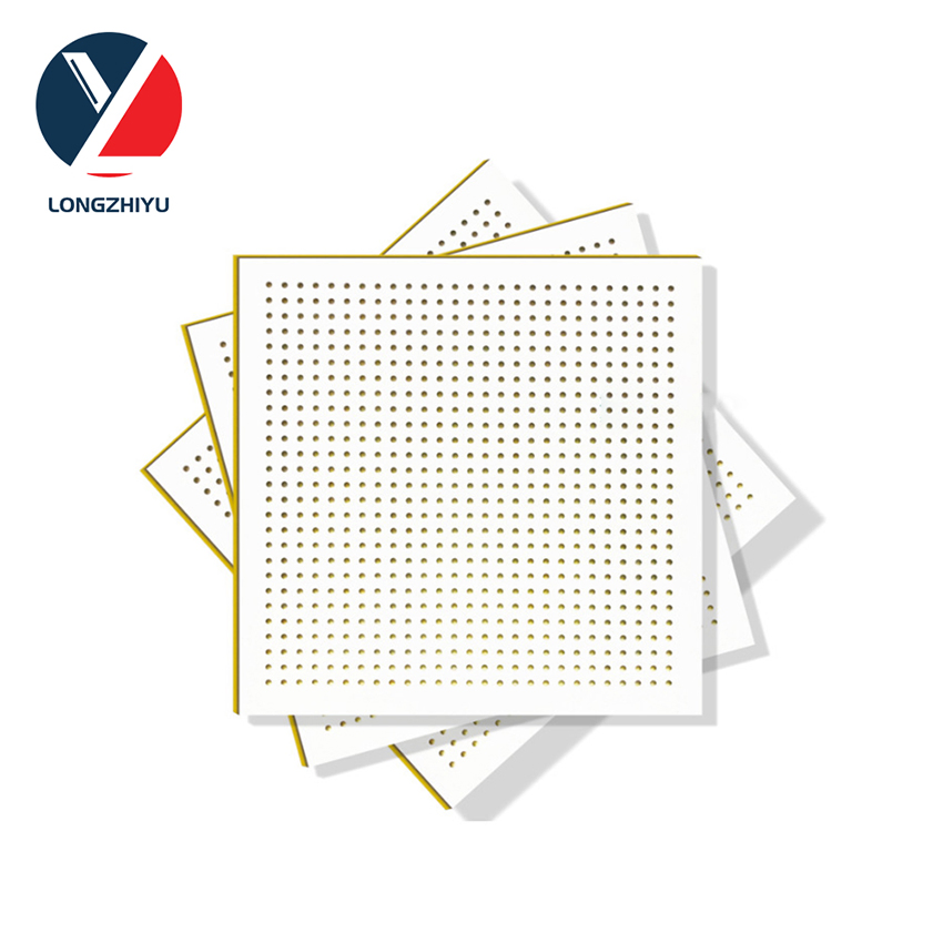 Decoration Material Noise Reduction Rock Wool Perforated Gypsum Soundproofing Board