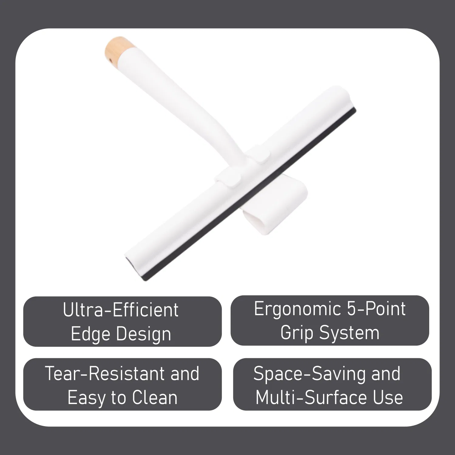 All-Purpose Shower Squeegee with Bamboo Handle and Hook