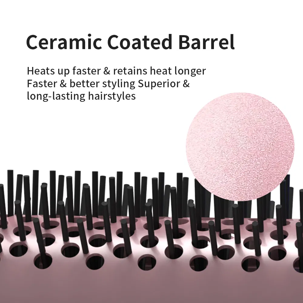 Curling Iron Brush Heating Roller Brush Ionic Thermal Round Brush for Loose Curl
