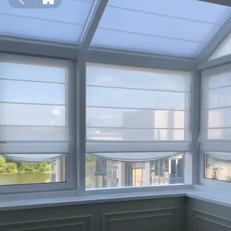 Modern Style Roman Shades for Windows Wireless Remote Motorized