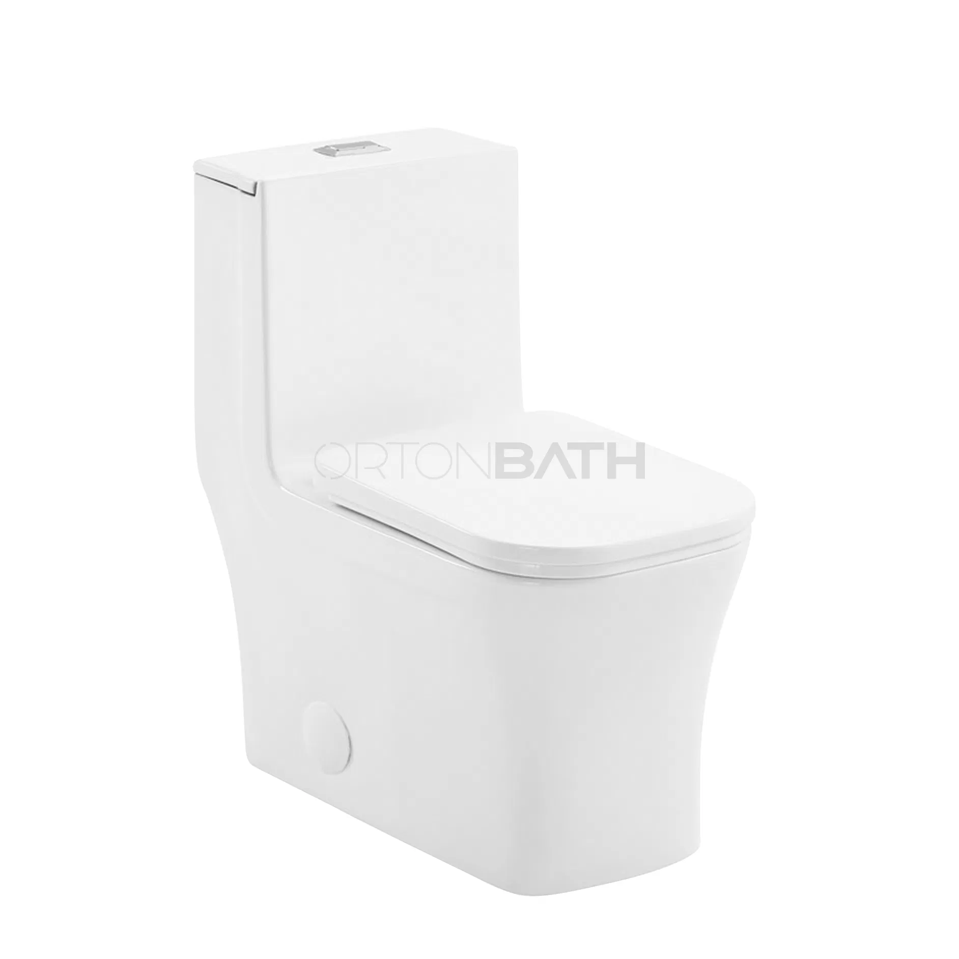 Ortonbath Latin America Square Bowl Seat Siphonic S Trap Standard Height and Soft-Close Seat Cover Floor-Mounted One Piece Wc Toilet