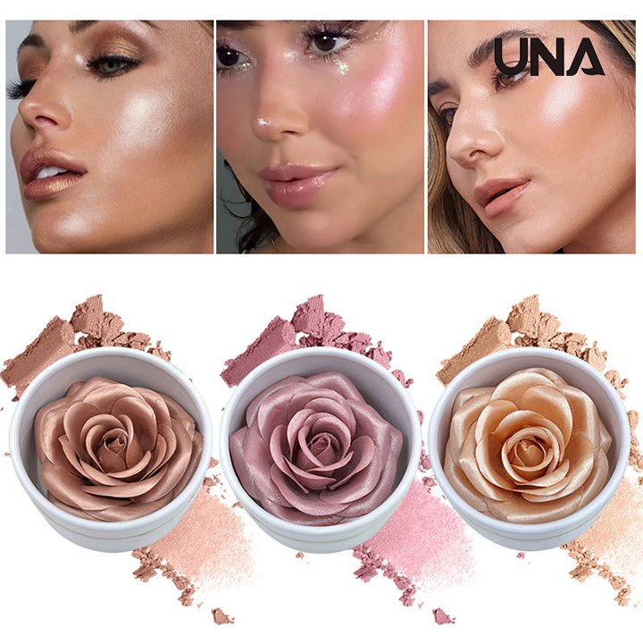 3D Rose Blush Highlighter Makeup Cheek Contour Shimmer Flower Petals 3D Rose Blush Facial Makeup