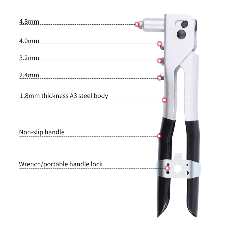 Manual Professional Single Hand Riveting Gun Labor-Saving PVC Handle Rivet Gun