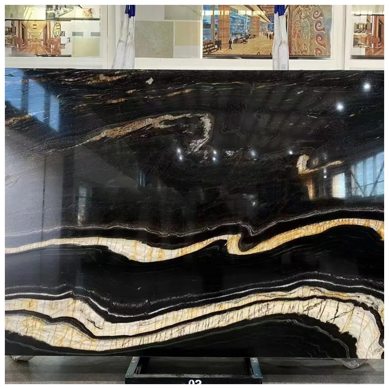 Black and Gold Dark Star Quartzite Slabs