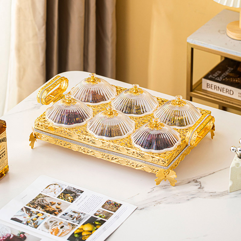 Includes 6 Bowls and Gold-Plated Iron Stand Candy Bowl