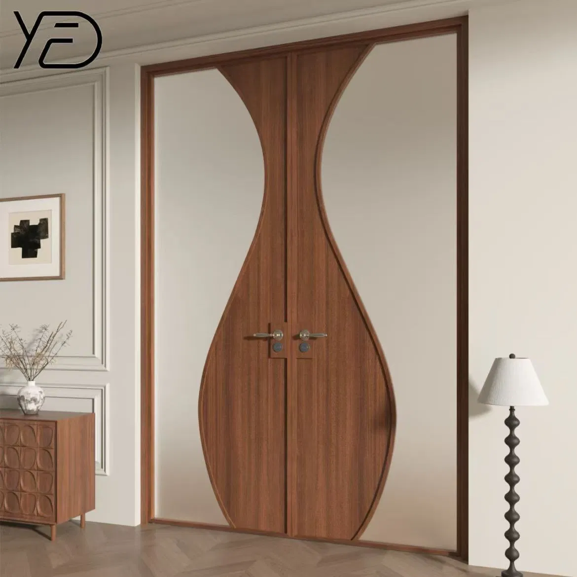 Customized Wood Solid Waterproof and Fireproof Interior Glass PVC Entrance Door for Bedrooms Kitchens Bathrooms Hotels