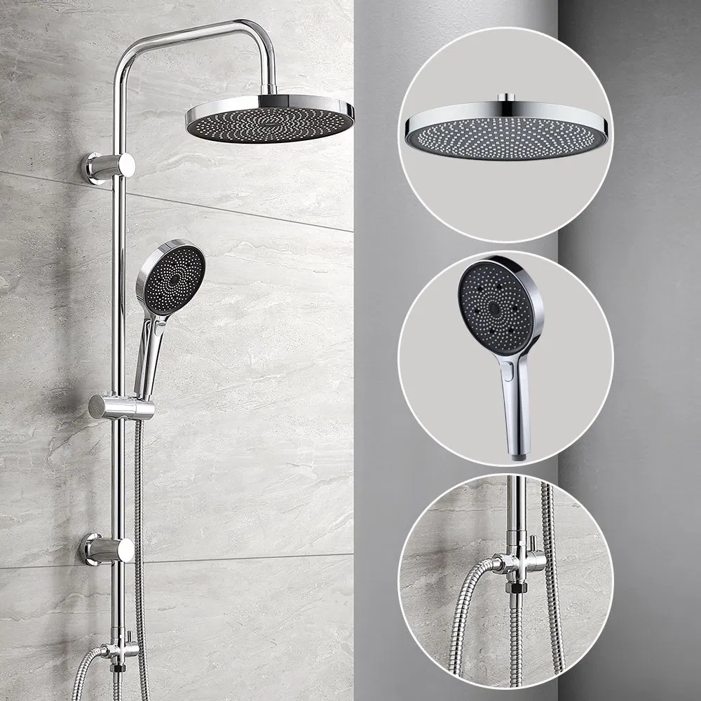 Bathroom Chromed ABS Rain Column Shower Head Set