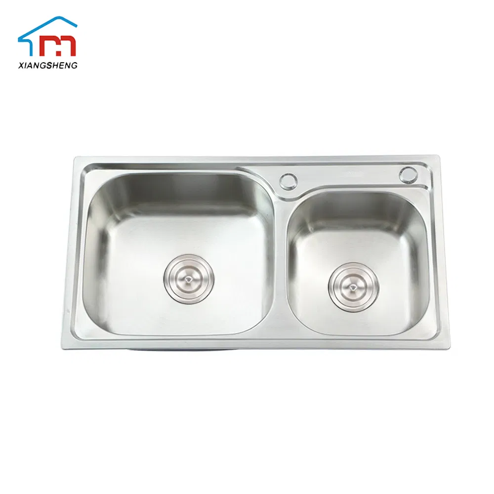 Xiangsheng Modern Style 77X42cm Stainless Steel Sink Double Bowl Sink