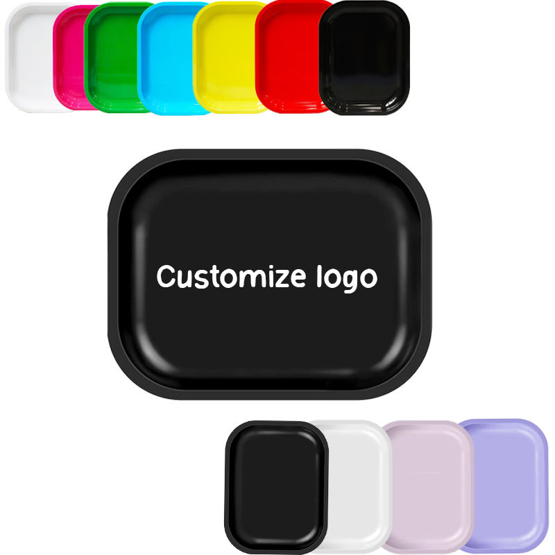 Custom 18*12.5cm Small Metal Rolling Tray Tobacco Tin Herb Rolling Tray