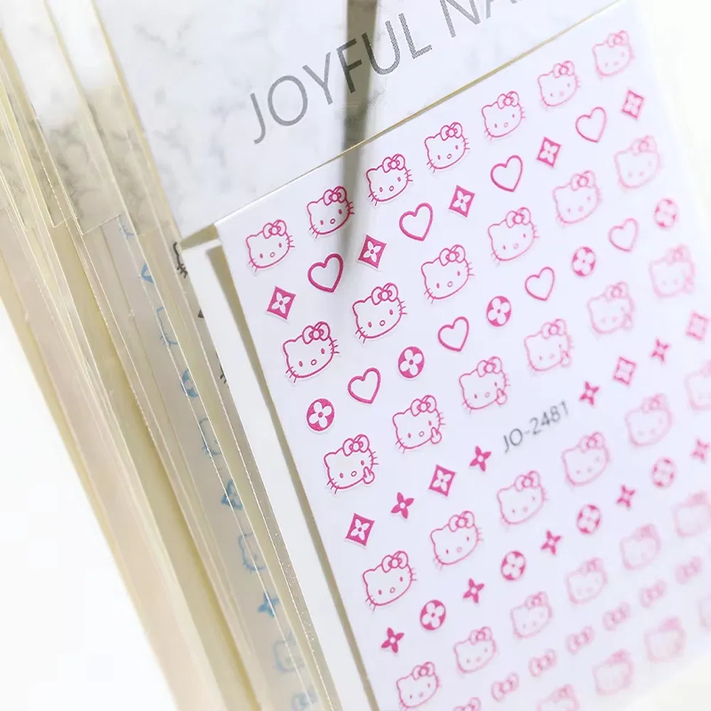 Cute Cartoon Kitty 3/5D Nail Art Supplies Decals Cat Head Manicure Foil Nails Stickers Decoration Product