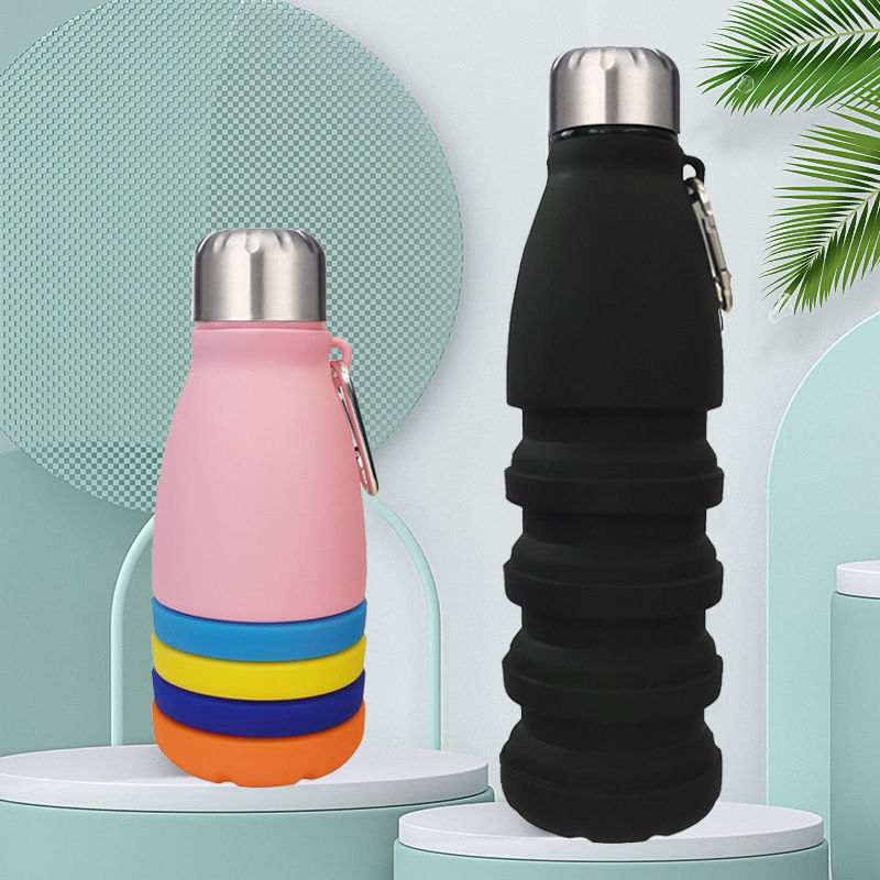 Складная силиконовая бутылка для воды 550 мл