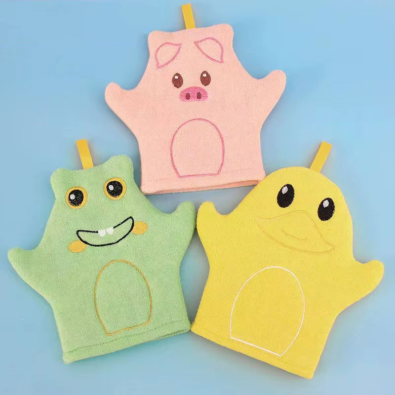 Wholesale Cartoon Animal Bath Glove with Skin Friendly Fabric for Children Baby Household Shower Towel