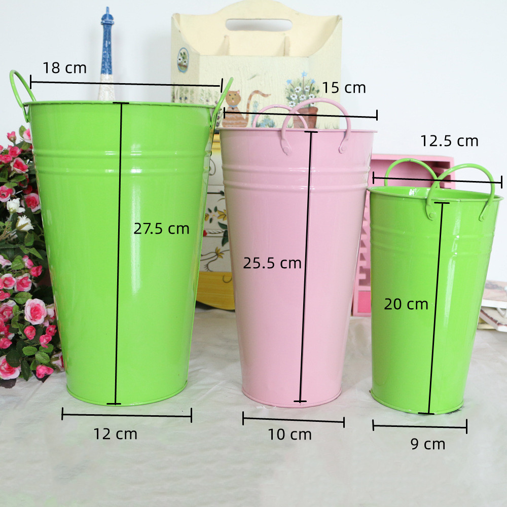 Горшок цветочный металлический круглый античный ведро