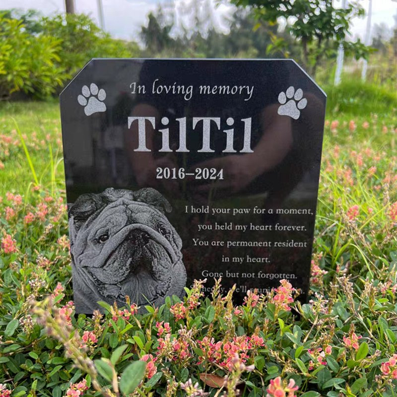 Custom Engraved Black Granite Pet Memorial Stone for Dogs
